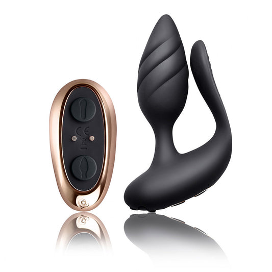 Rocks Off Cocktail - Dual Vibrator and Anal Plug - Black