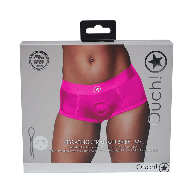 Ouch! Vibrating Strap-on Brief Pink M/L