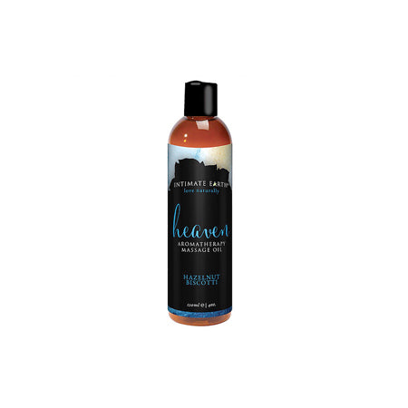 Bottle of Intimate Earth Heaven Hazelnut Biscotti Massage Oil