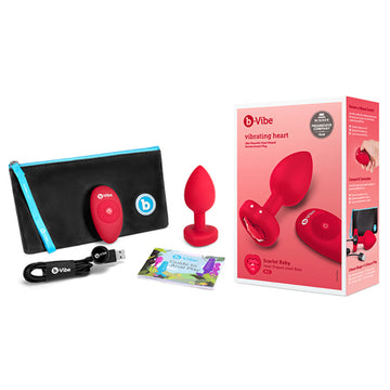 b-Vibe Vibrating Heart Anal Plug with Heart-Shaped Jewel Base M/L Red